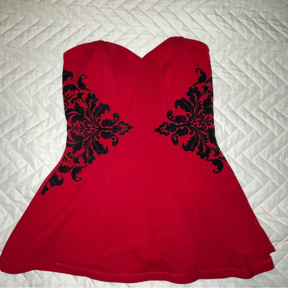 Red and Black Sweetheart Top